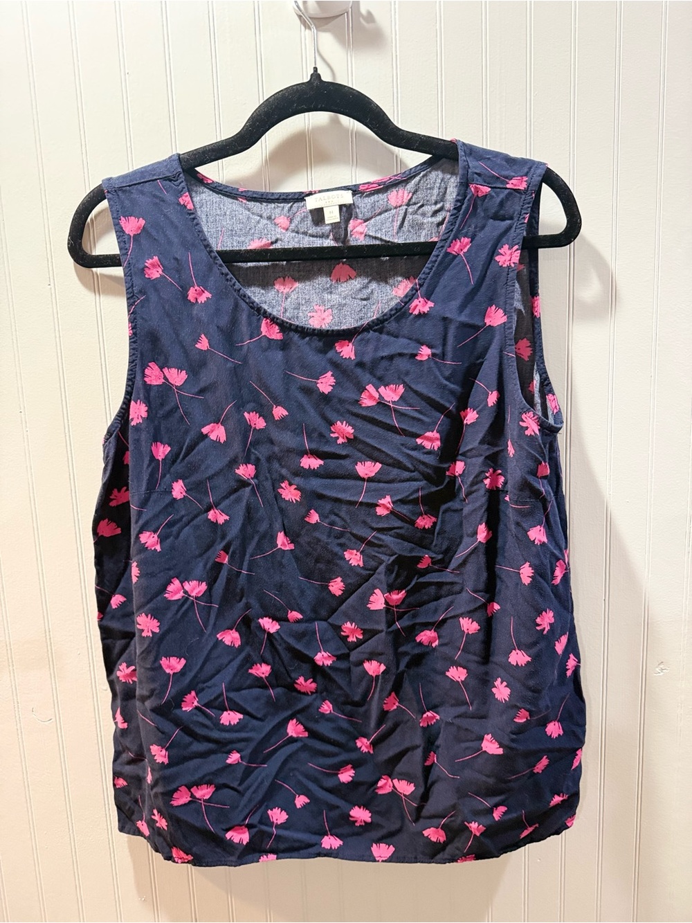 Talbots Navy Tank Top with Pink Floral Print